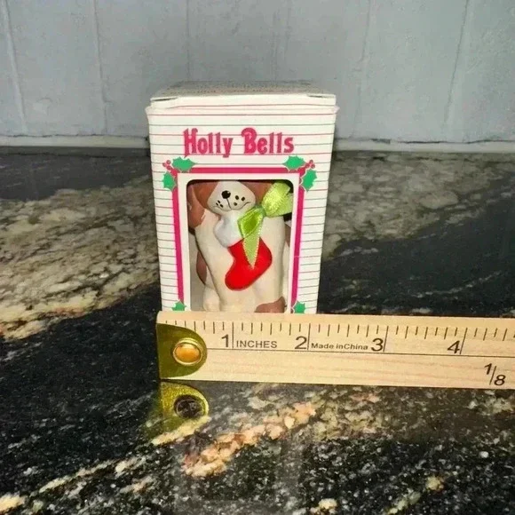 VINTAGE 1986 Holly Bells Dog Christmas Ornament - Picture 12 of 15